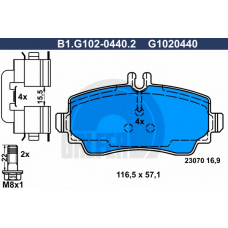 B1.G102-0440.2 GALFER Комплект тормозных колодок, дисковый тормоз