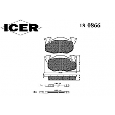 180866 ICER Комплект тормозных колодок, дисковый тормоз