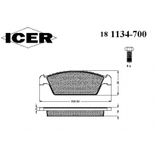 181134-700 ICER Комплект тормозных колодок, дисковый тормоз
