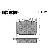 151149 ICER Комплект тормозных колодок, дисковый тормоз