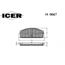180067 ICER Комплект тормозных колодок, дисковый тормоз