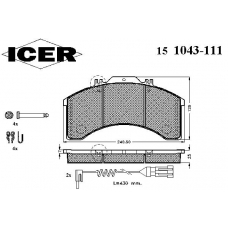 151043-111 ICER Комплект тормозных колодок, дисковый тормоз