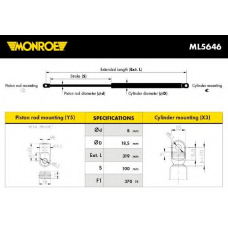 ML5646 MONROE Газовая пружина, капот