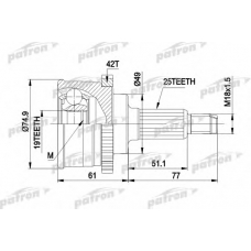 PCV3741 PATRON Шарнирный комплект, приводной вал
