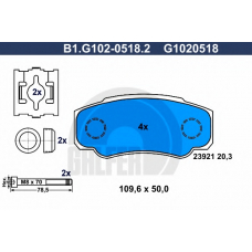 B1.G102-0518.2 GALFER Комплект тормозных колодок, дисковый тормоз