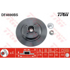 DF4690BS TRW Тормозной диск