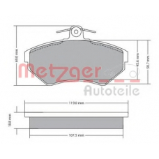 1170214 METZGER Комплект тормозных колодок, дисковый тормоз