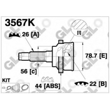 3567K GLO Шарнирный комплект, приводной вал