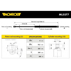 ML5577 MONROE Газовая пружина, капот