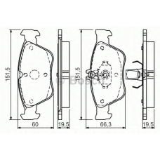 0 986 TB3 148 BOSCH Комплект тормозных колодок, дисковый тормоз