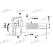 PCV1484 PATRON Шарнирный комплект, приводной вал