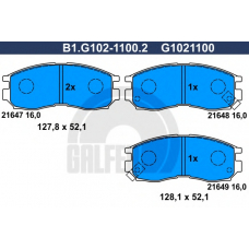 B1.G102-1100.2 GALFER Комплект тормозных колодок, дисковый тормоз