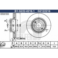 B1.G222-0216.1 GALFER Тормозной диск