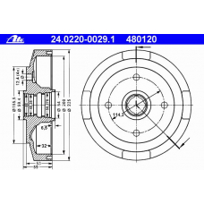 24.0220-0029.1 ATE Тормозной барабан