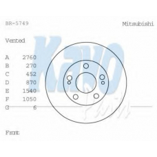 BR-5749 KAVO PARTS Тормозной диск