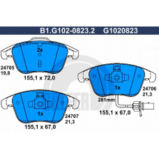 B1.G102-0823.2 GALFER Комплект тормозных колодок, дисковый тормоз