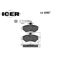 180987 ICER Комплект тормозных колодок, дисковый тормоз