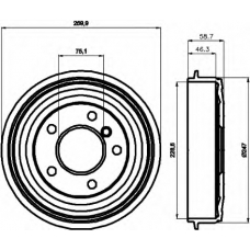 8DT 355 300-021 HELLA Тормозной барабан