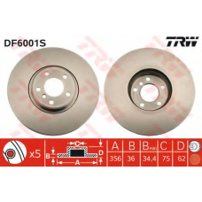 DF6001S TRW Тормозной диск
