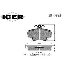 180993 ICER Комплект тормозных колодок, дисковый тормоз