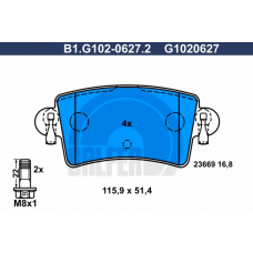B1.G102-0627.2 GALFER Комплект тормозных колодок, дисковый тормоз