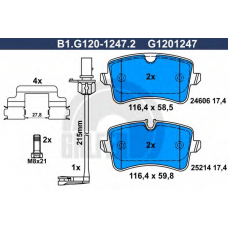 B1.G120-1247.2 GALFER Комплект тормозных колодок, дисковый тормоз