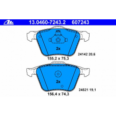 13.0460-7243.2 ATE Комплект тормозных колодок, дисковый тормоз