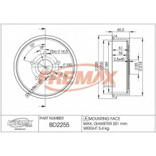 BD-2255 FREMAX Тормозной барабан