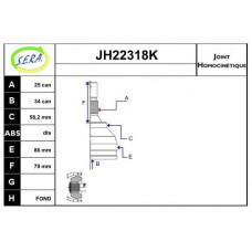 JH22318K SERA Шарнирный комплект, приводной вал