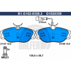B1.G102-0358.2 GALFER Комплект тормозных колодок, дисковый тормоз