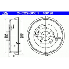 24.0222-8036.1 ATE Тормозной барабан