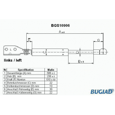 BGS10906 BUGIAD Газовая пружина, крышка багажник