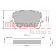 1170116 METZGER Комплект тормозных колодок, дисковый тормоз