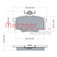 1170566 METZGER Комплект тормозных колодок, дисковый тормоз