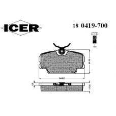 180419-700 ICER Комплект тормозных колодок, дисковый тормоз