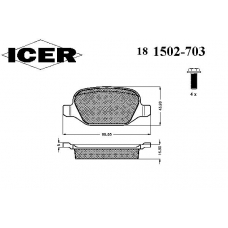 181502-703 ICER Комплект тормозных колодок, дисковый тормоз