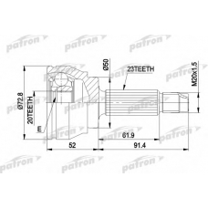 PCV1037 PATRON Шарнирный комплект, приводной вал