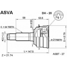 DH-20 ASVA Шарнирный комплект, приводной вал