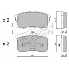 956.0 fri.tech. Комплект тормозных колодок, дисковый тормоз