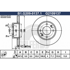 B1.G209-0137.1 GALFER Тормозной диск