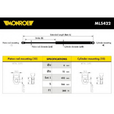 ML5422 MONROE Газовая пружина, капот