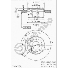 09.9607.14 BREMBO Тормозной диск