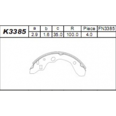 K3385 ASIMCO Комплект тормозных колодок