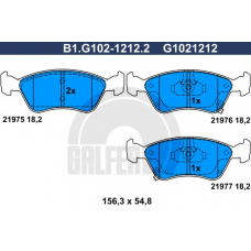 B1.G102-1212.2 GALFER Комплект тормозных колодок, дисковый тормоз