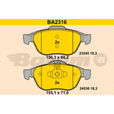 BA2316 BARUM Комплект тормозных колодок, дисковый тормоз