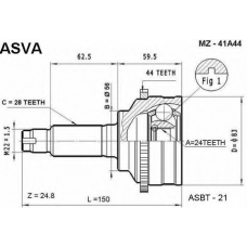 MZ-41A44 ASVA Шарнирный комплект, приводной вал