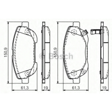 0 986 TB3 151 BOSCH Комплект тормозных колодок, дисковый тормоз