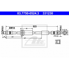 83.7750-0524.3 ATE Тормозной шланг