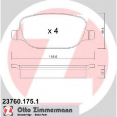 23760.175.1 ZIMMERMANN Комплект тормозных колодок, дисковый тормоз