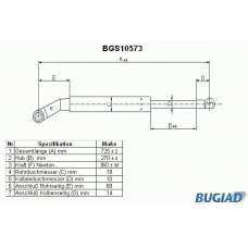 BGS10573 BUGIAD Газовая пружина, крышка багажник